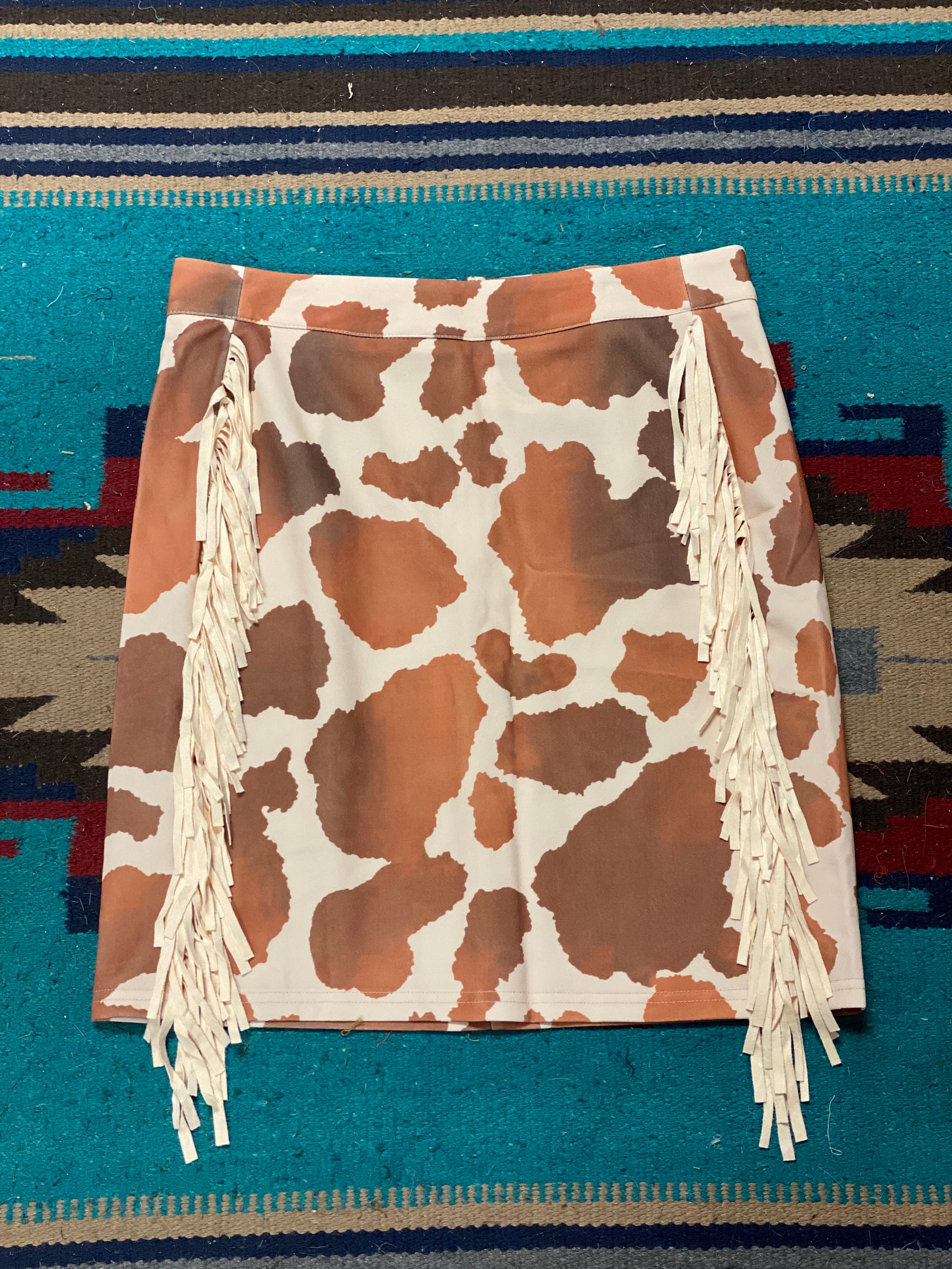 Cow print fringe top skirt